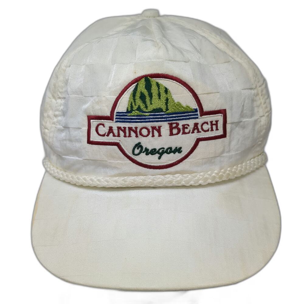 Imperial Headwear Trucker White Hat One Size Cannon Beach Oregon Rope Slideback